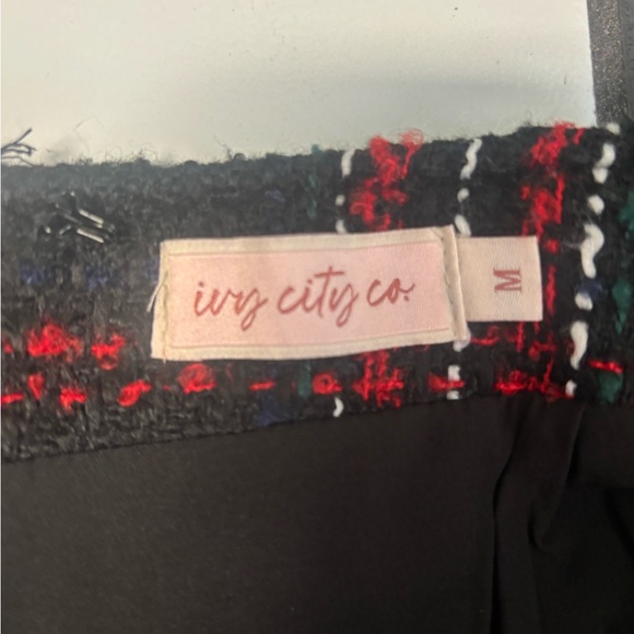 Ivy City Co Black & Red Plaid Tweed Jacket and Skirt Set - Picture 2 of 5